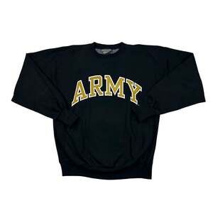Vintage Steve & Barrys ARMY Sweatshirt Mens SM Black Gold Crewneck Military